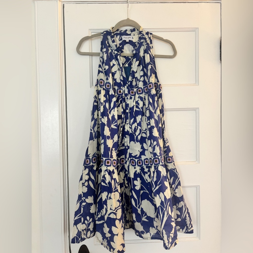 Olivia James The Label Ro Short Dress in Blue Shadow Floral